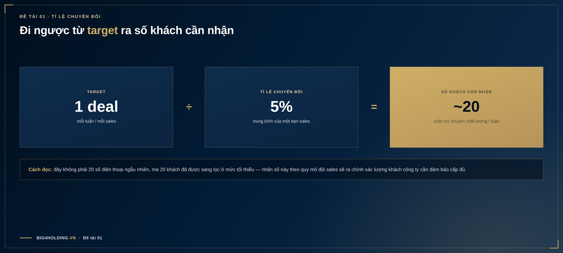 Đi ngược từ target ra số khách cần nhận